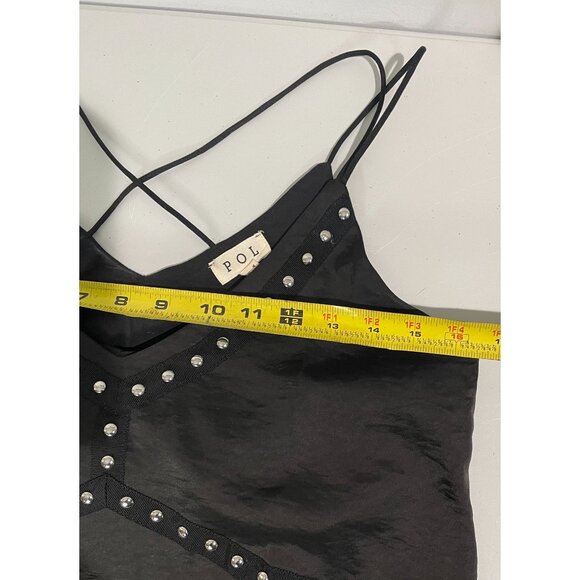 Pol Black Studded Strappy Tank Top With V-Neckline & Cross Back Design - Size S - Picture 12 of 16
